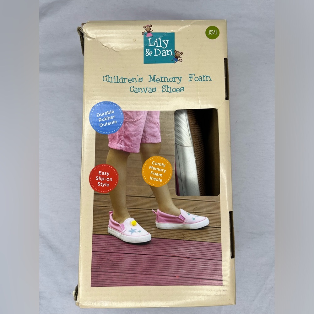 Lily & Dan Memory Foam Canvas Shoes Girls-4.5 Size